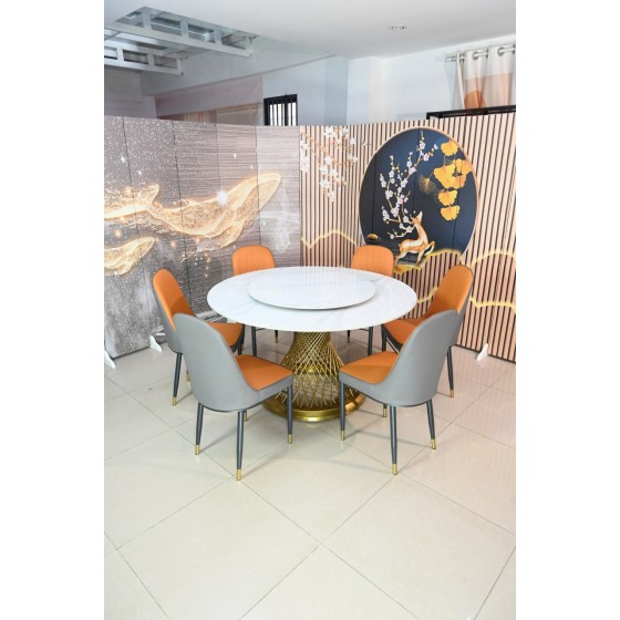 Dining table set slender waist slab